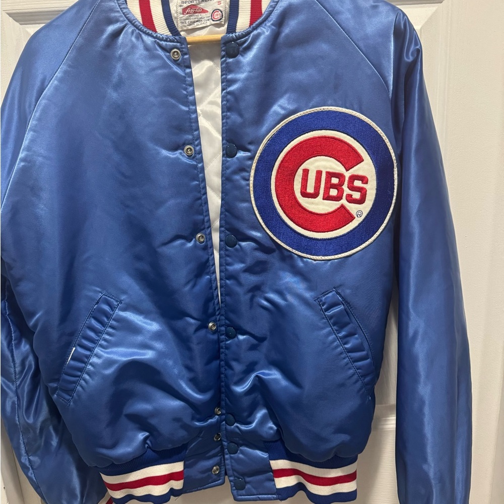 Vintage Art-FLo Chicago Cubs Satin Jacket small Made in USA